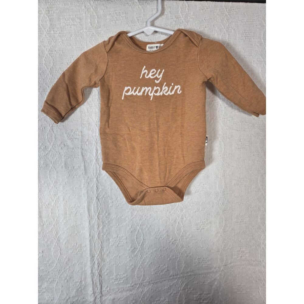 Rabbit +‎ Bear 100% Organic Cotton Long Sleeve Orange One Piece Size 6-9mo